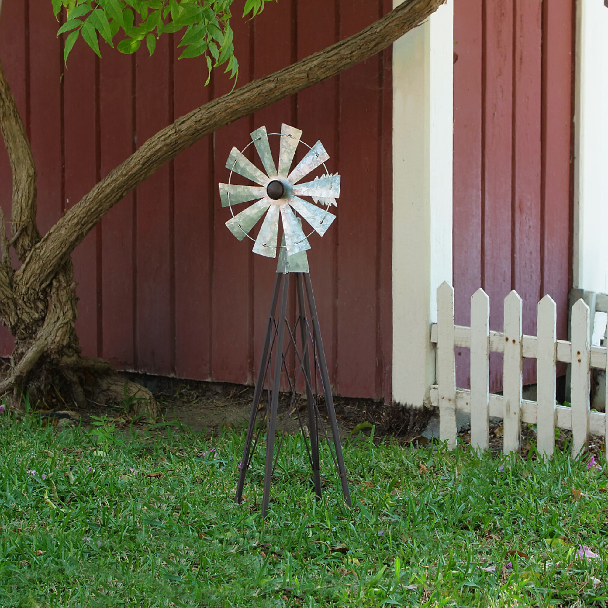 Alpine Corporation, Rustic Bronze and Silver Metal Mini Windmill, Model# JUM368